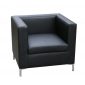 Metro Tub Lounge Black Bonded Leather With Chrome Legs